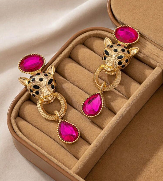 PENDIENTES TIGRE ROSA