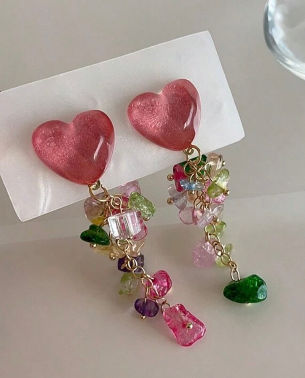 PENDIENTES CORAZÓN PIEDRAS