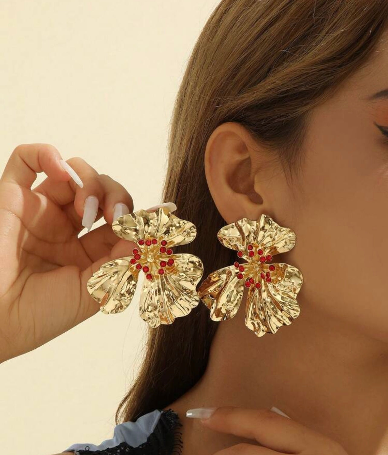 PENDIENTES FLOR ROJOS